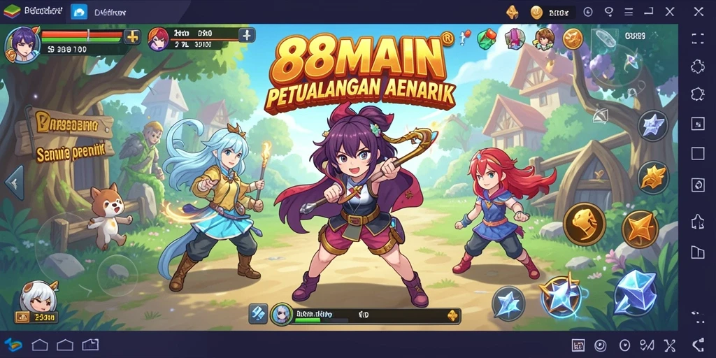 Tampilan gameplay 88MAIN dengan karakter Anime yang menakjubkan.