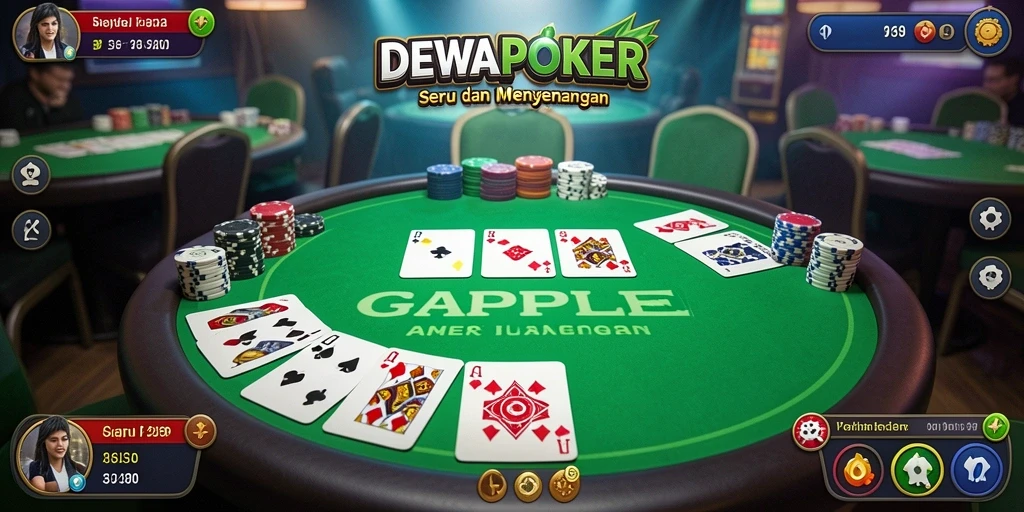 Tampilan gameplay DEWAPOKER yang menyenangkan saat bermain Gaple.