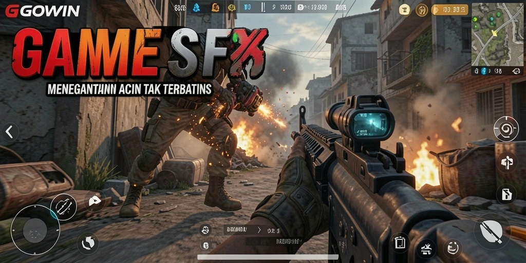 Tampilan gameplay GOWIN yang intens dan mendebarkan saat pertarungan FPS.