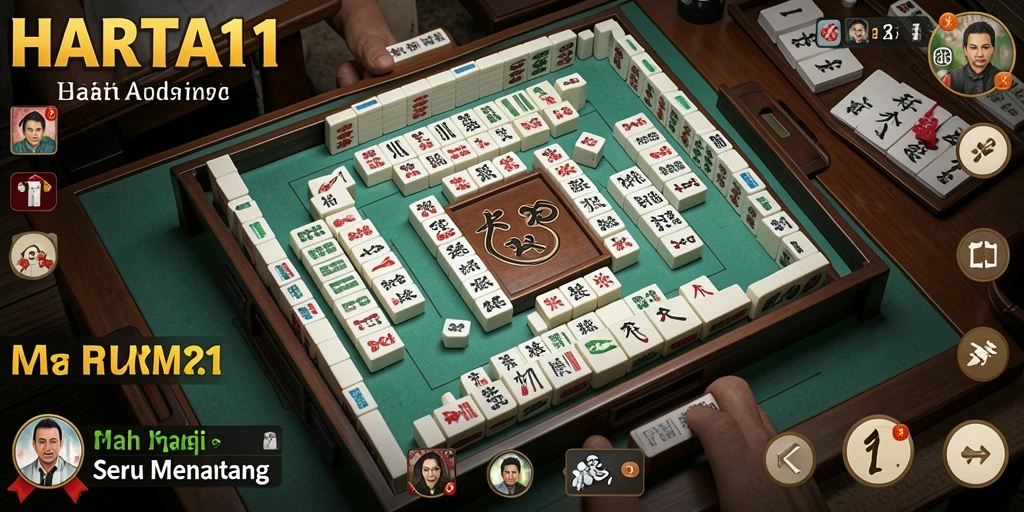 Tampilan gameplay HARTA11 yang menarik dengan ubin Mahjong berwarna-warni.