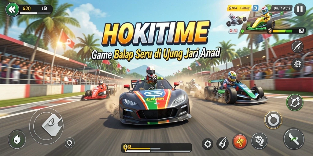 Tampilan gameplay seru saat balapan di HOKITIME.