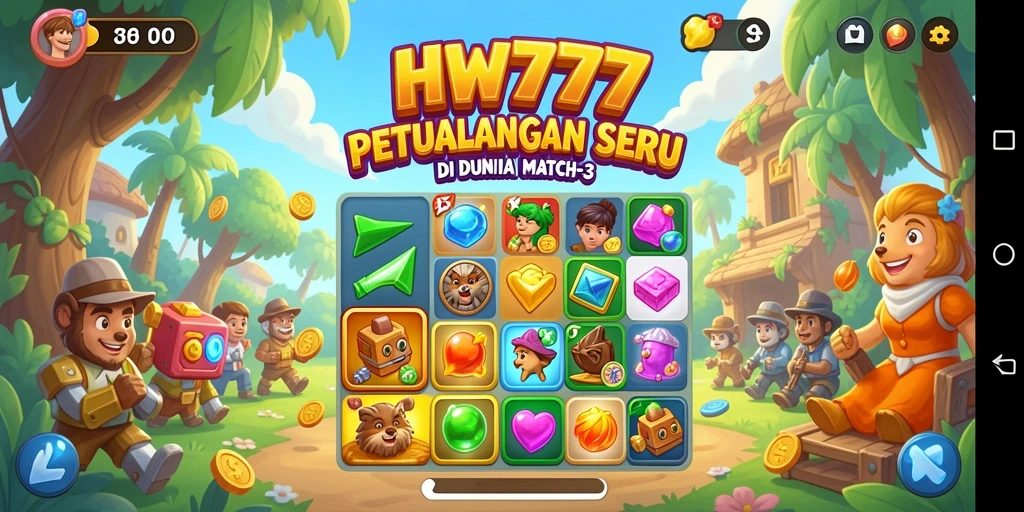 Gameplay seru dan variasi warna gem yang menarik di HW777.