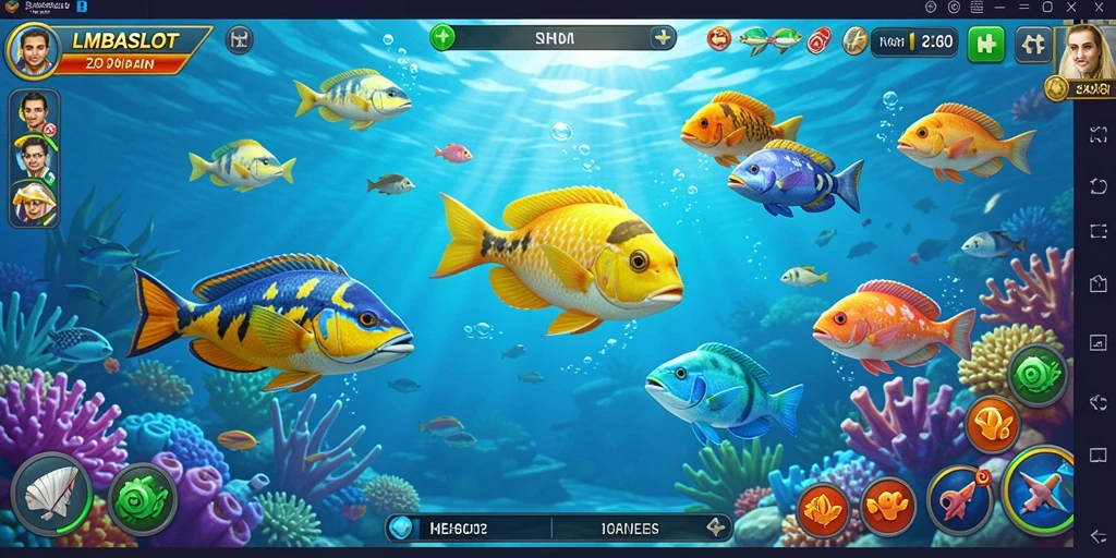 Tampilan gameplay LMBASLOT yang penuh warna dan menarik.