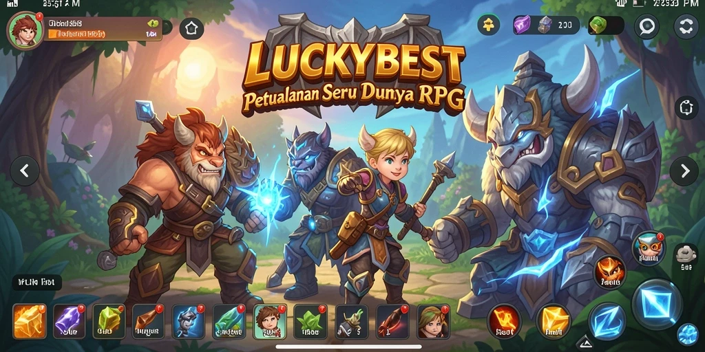 Tampilan gameplay menarik di LUCKYBEST dengan petualangan RPG yang mendebarkan.