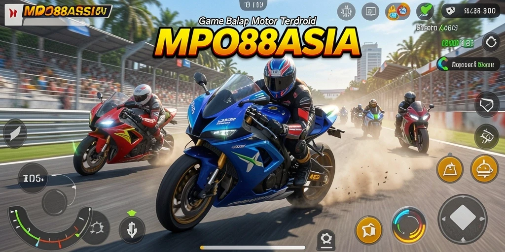 Tangkapan layar MPO88ASIA menampilkan aksi balap motor yang cepat dan mendebarkan.